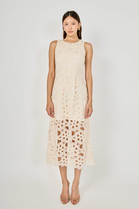 Pearl Floral Lace Midi Dress