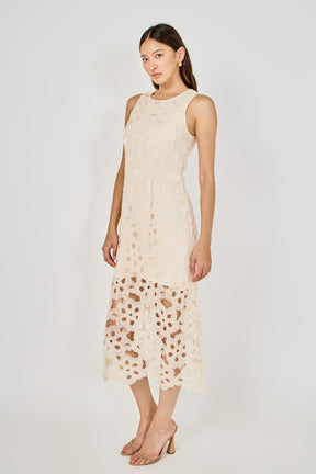 Pearl Floral Lace Midi Dress