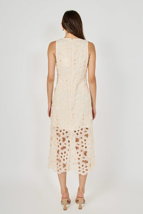 Pearl Floral Lace Midi Dress