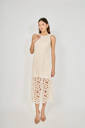 Pearl Floral Lace Midi Dress
