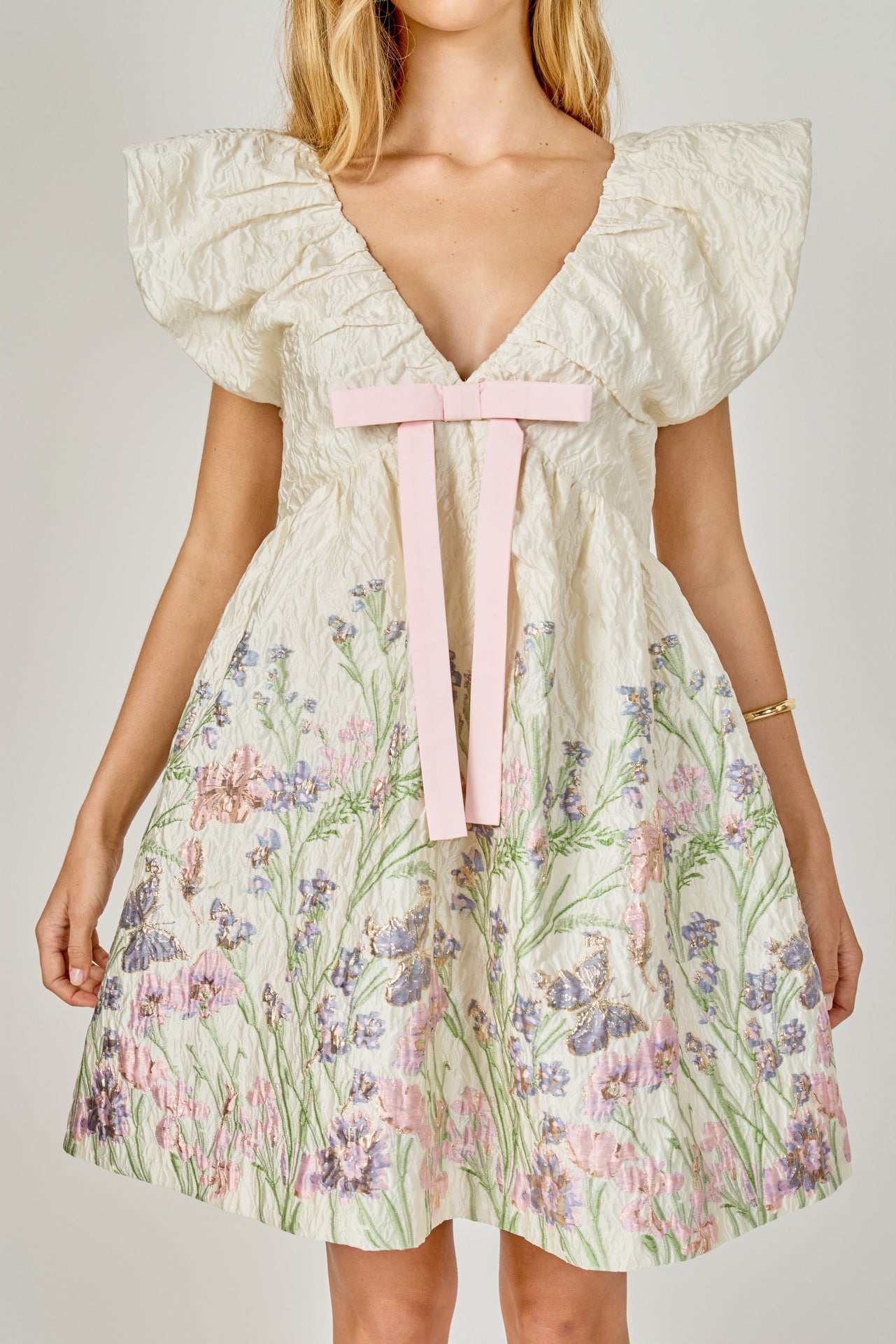 ENDLESS ROSE - Jacquard Bow Mini Dress - DRESSES available at Objectrare