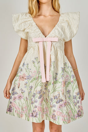 ENDLESS ROSE - Jacquard Bow Mini Dress - DRESSES available at Objectrare