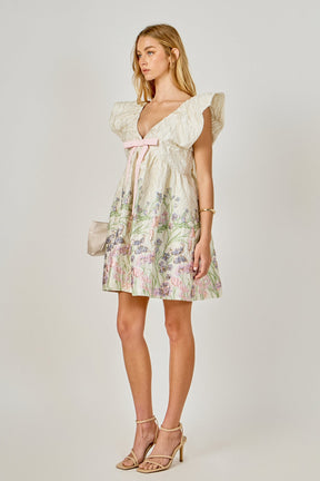 ENDLESS ROSE - Jacquard Bow Mini Dress - DRESSES available at Objectrare