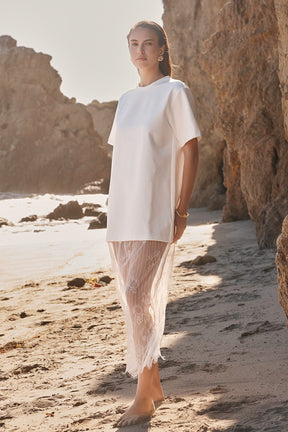 ENDLESS ROSE - Mix Lace T-shirt Midi Dress - DRESSES available at Objectrare