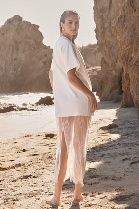 ENDLESS ROSE - Mix Lace T-shirt Midi Dress - DRESSES available at Objectrare
