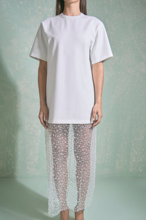 Mix Lace T-Shirt Midi Dress