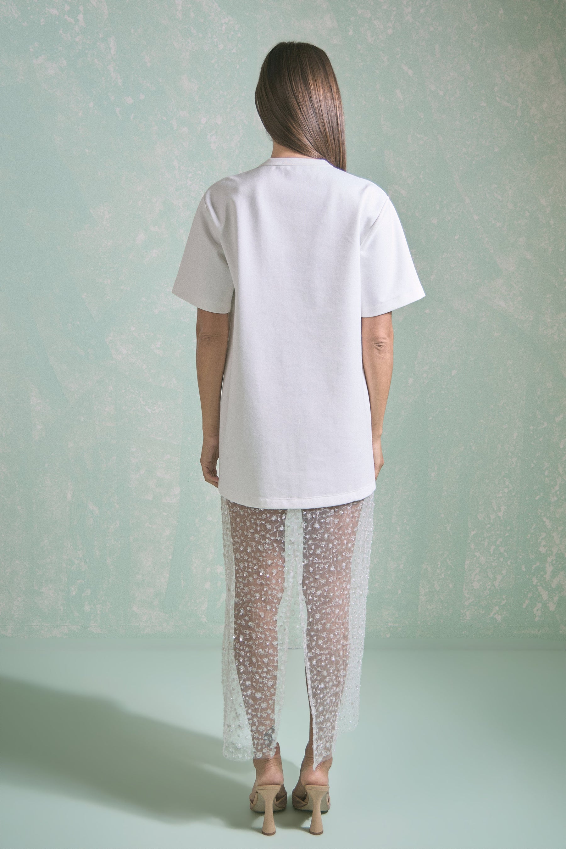 Mix Lace T-Shirt Midi Dress