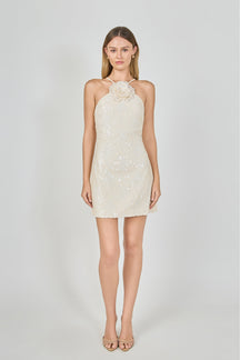 Sequin Mini Dress with florette