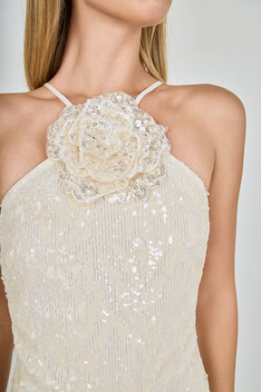 Sequin Mini Dress with florette