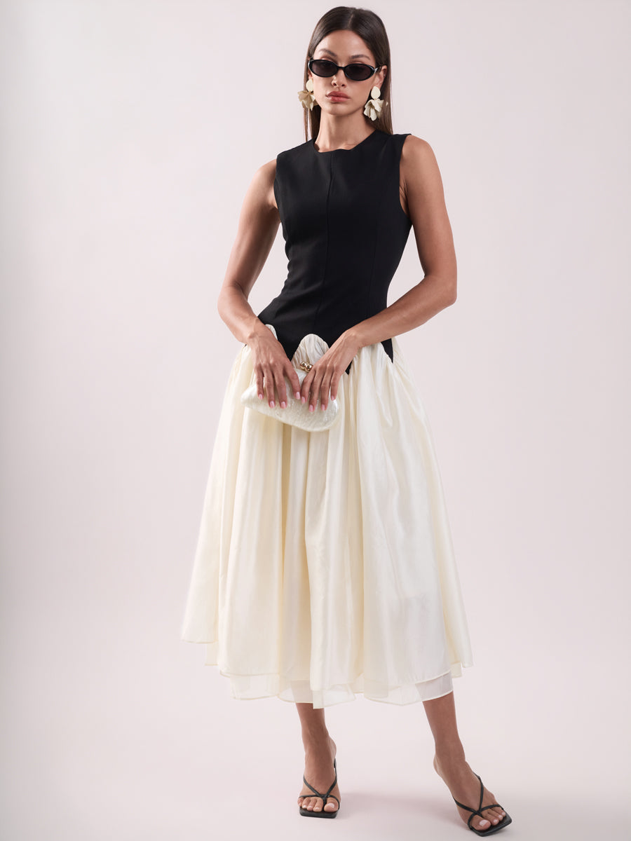 ENDLESS ROSE - Contrast Color Midi Dress - DRESSES available at Objectrare