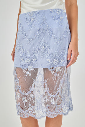 ENDLESS ROSE - Sequin Lace Midi Skirt - SKIRTS available at Objectrare