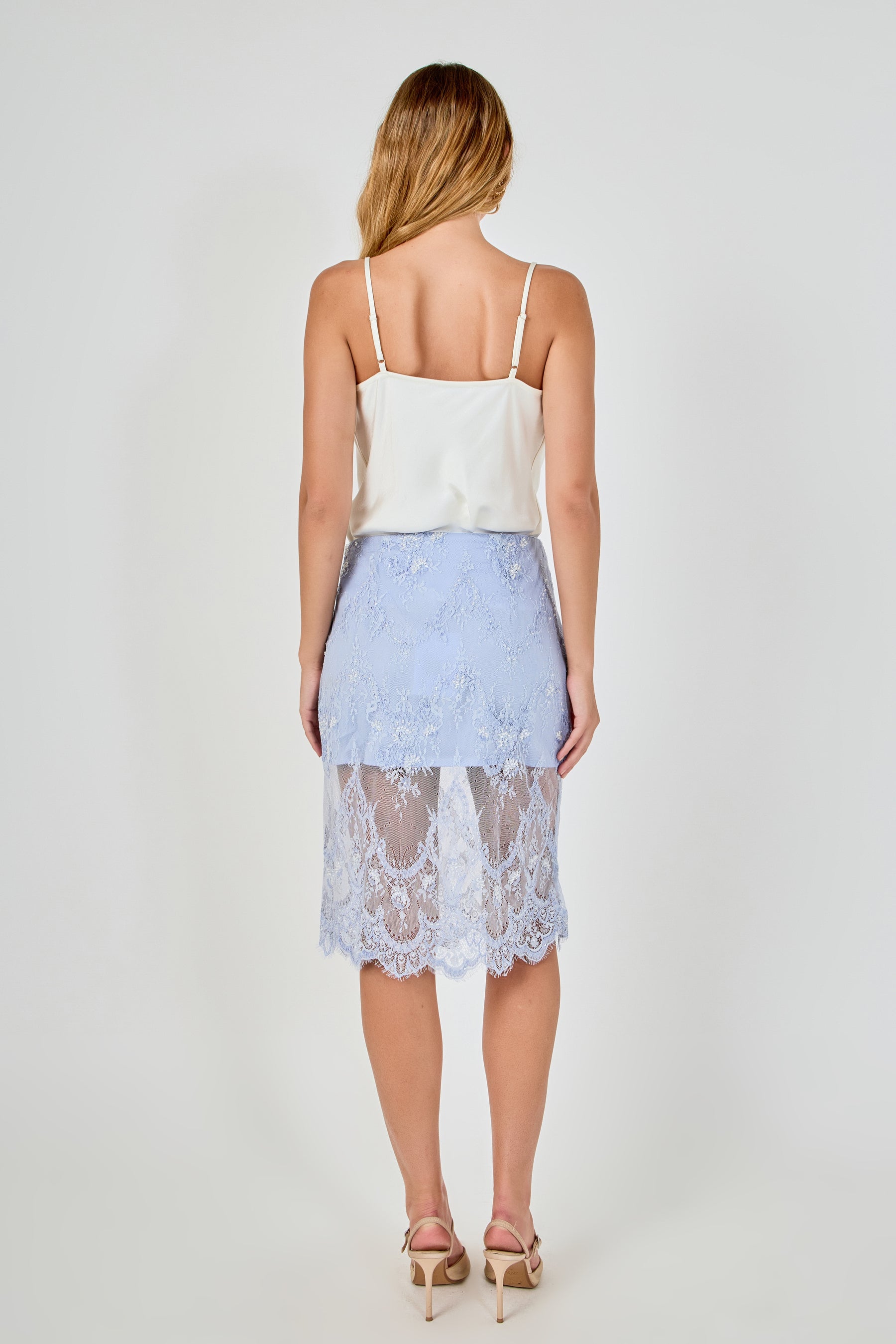 ENDLESS ROSE - Sequin Lace Midi Skirt - SKIRTS available at Objectrare