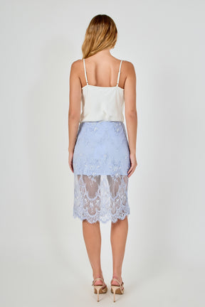 ENDLESS ROSE - Sequin Lace Midi Skirt - SKIRTS available at Objectrare