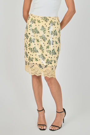 ENDLESS ROSE - Printed Sequin Midi Skirt - SKIRTS available at Objectrare