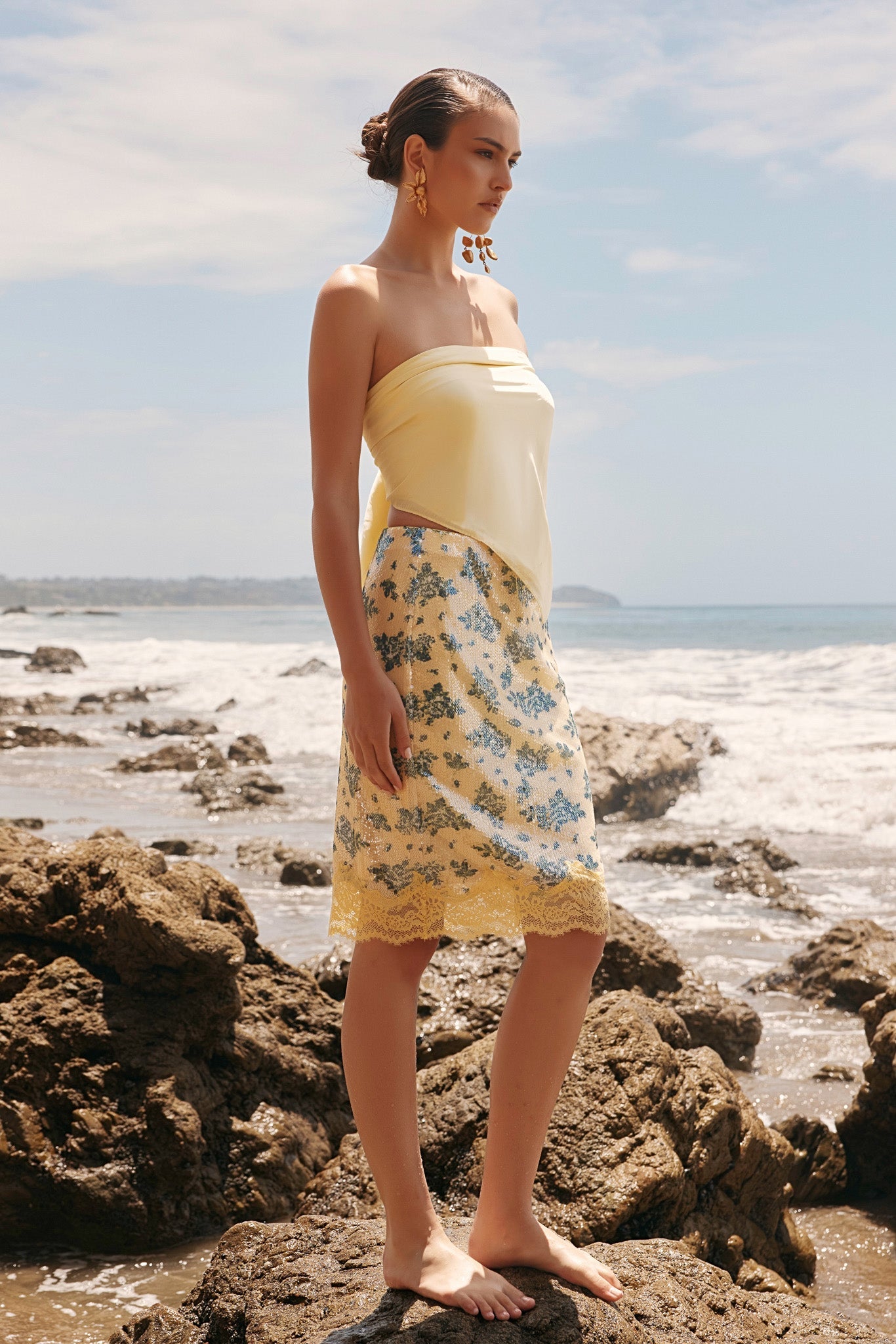 ENDLESS ROSE - Printed Sequin Midi Skirt - SKIRTS available at Objectrare