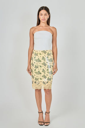 ENDLESS ROSE - Printed Sequin Midi Skirt - SKIRTS available at Objectrare