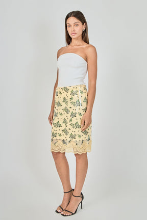 ENDLESS ROSE - Printed Sequin Midi Skirt - SKIRTS available at Objectrare