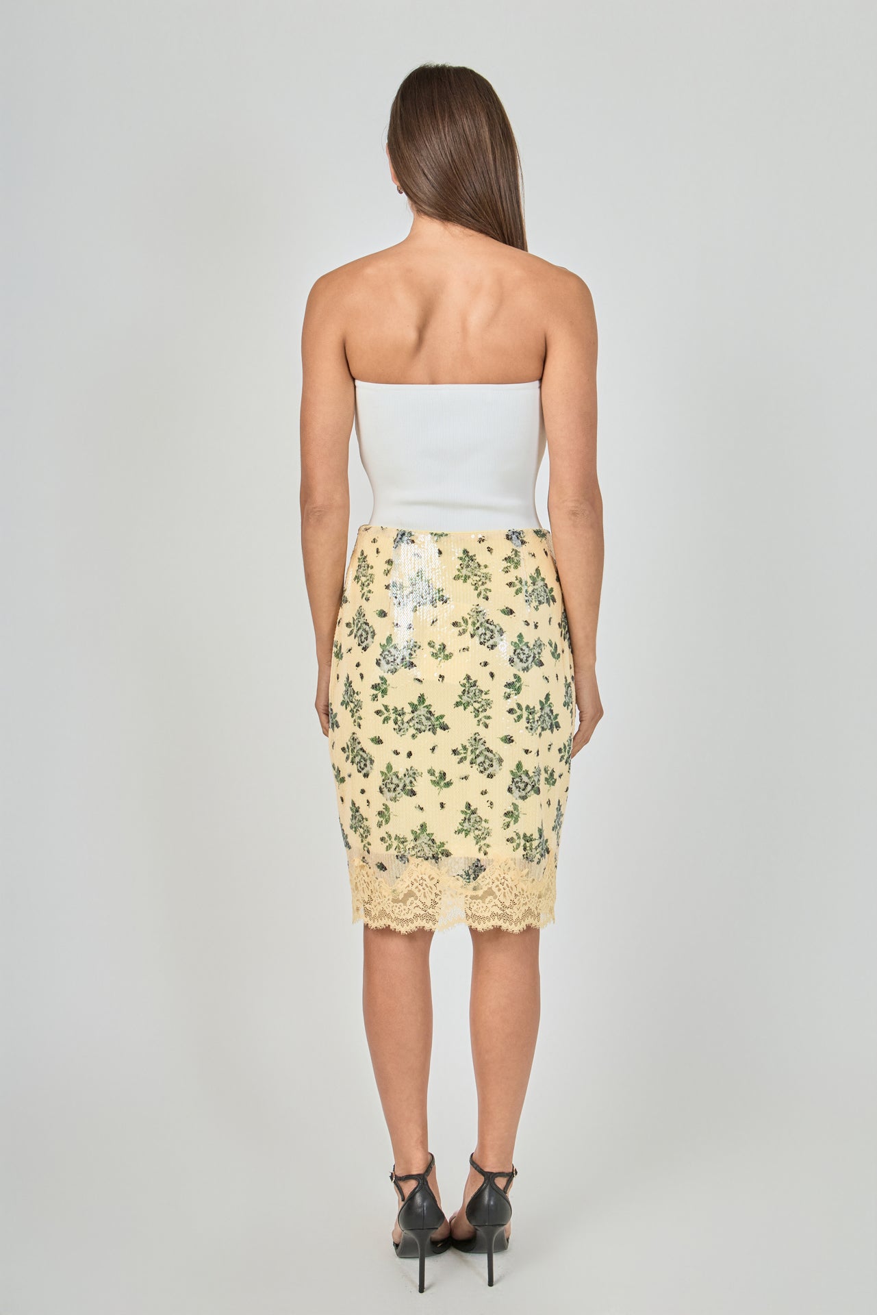 ENDLESS ROSE - Printed Sequin Midi Skirt - SKIRTS available at Objectrare