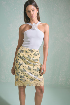 ENDLESS ROSE - Printed Sequin Midi Skirt - SKIRTS available at Objectrare
