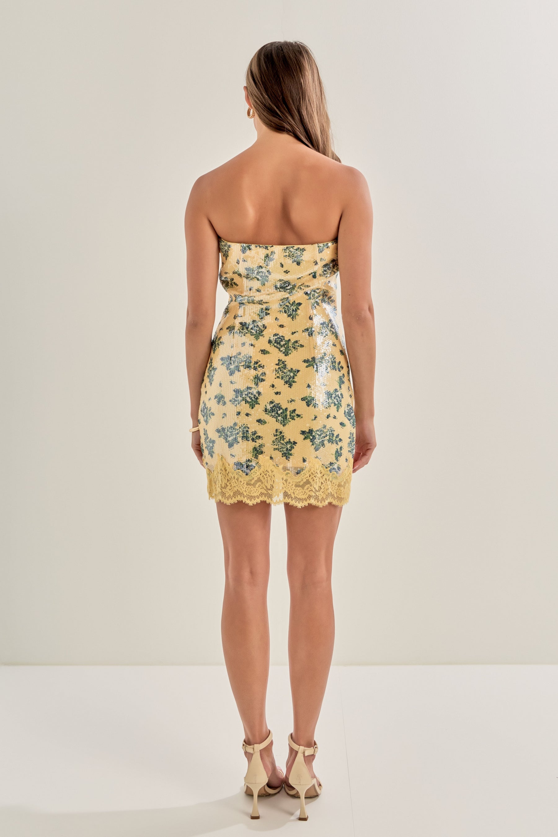 Printed Sequined Mini Dress