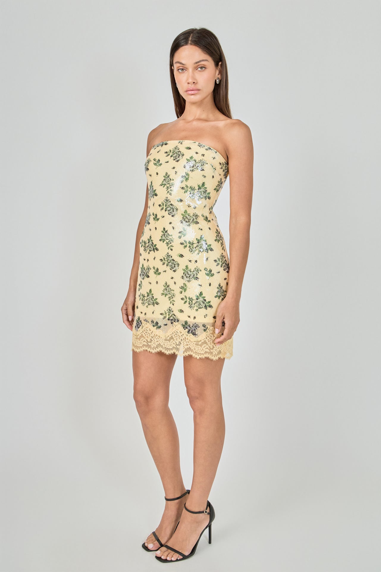ENDLESS ROSE - Printed Sequined Mini Dress - DRESSES available at Objectrare