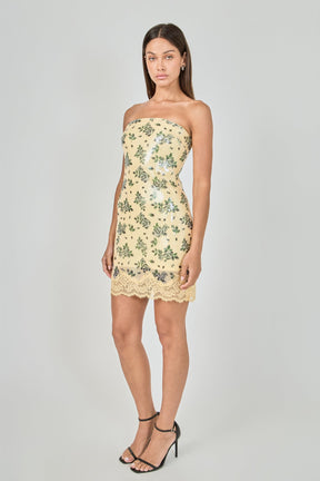 ENDLESS ROSE - Printed Sequined Mini Dress - DRESSES available at Objectrare