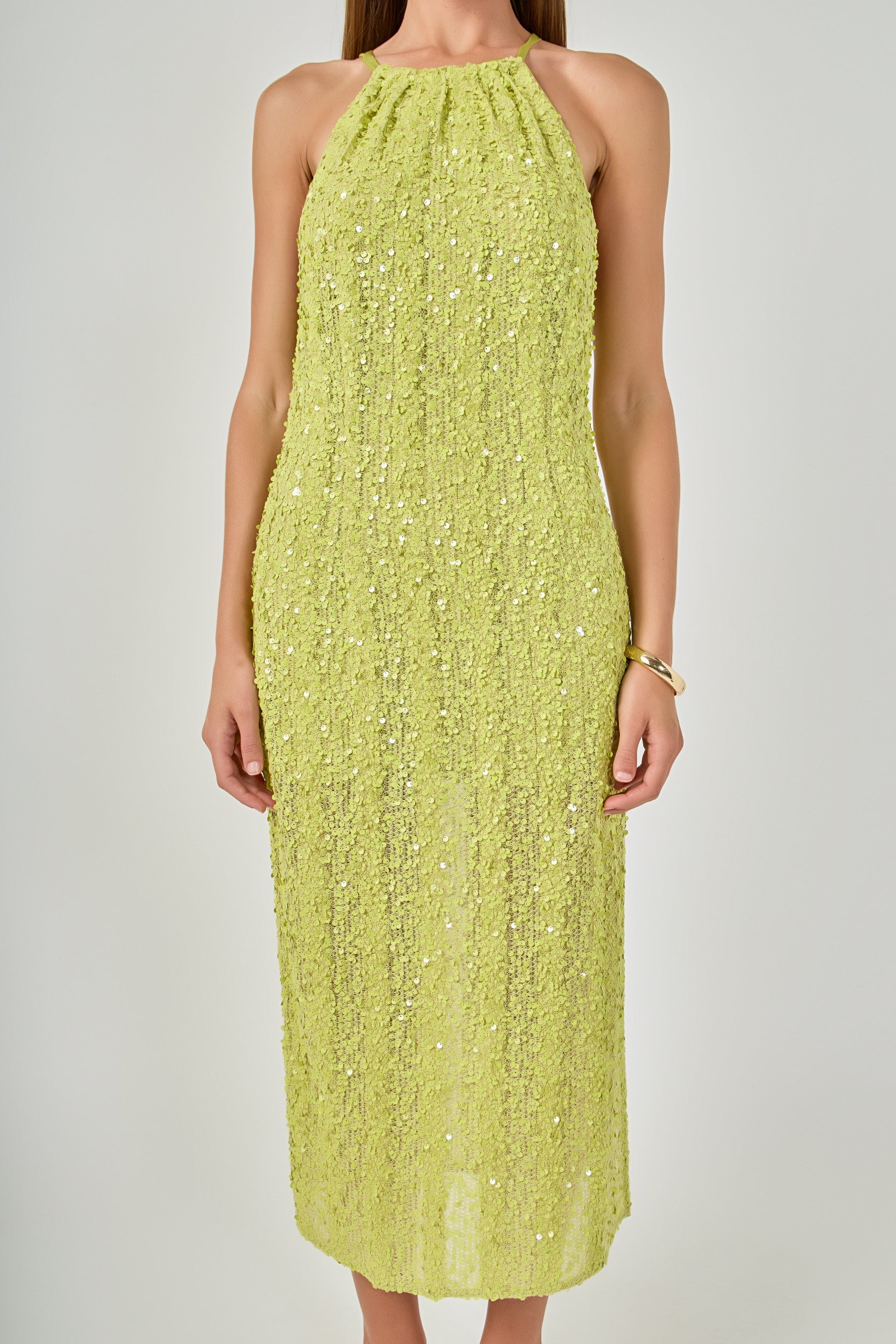ENDLESS ROSE - Sequin Halter Maxi Dress - DRESSES available at Objectrare