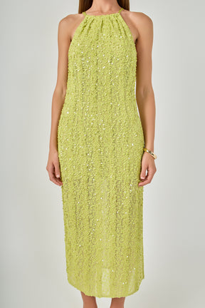 ENDLESS ROSE - Sequin Halter Maxi Dress - DRESSES available at Objectrare
