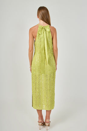 ENDLESS ROSE - Sequin Halter Maxi Dress - DRESSES available at Objectrare