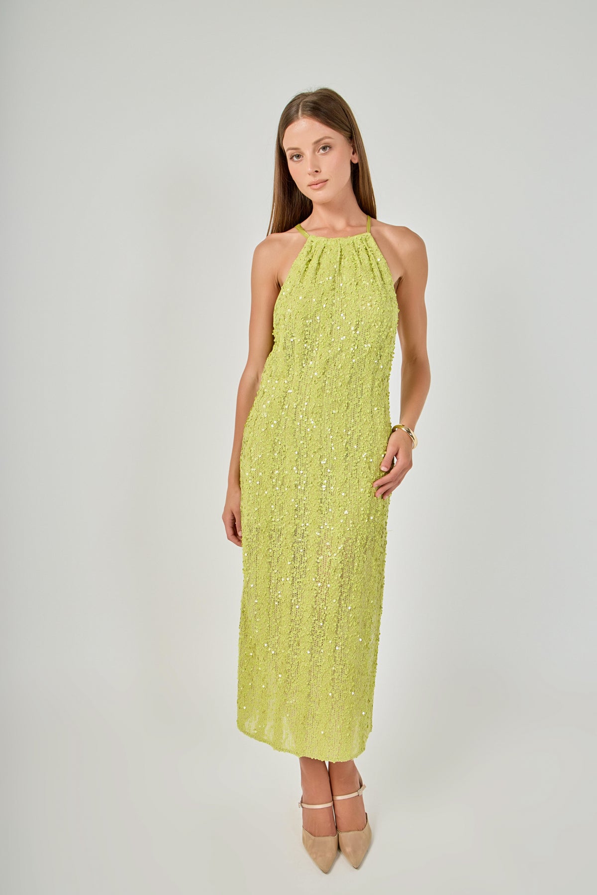 ENDLESS ROSE - Sequin Halter Maxi Dress - DRESSES available at Objectrare