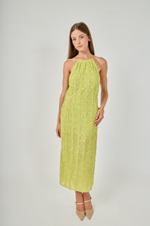 ENDLESS ROSE - Sequin Halter Maxi Dress - DRESSES available at Objectrare