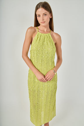ENDLESS ROSE - Sequin Halter Maxi Dress - DRESSES available at Objectrare