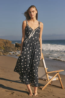 ENGLISH FACTORY - Polka Dot Lace-Up Maxi Dress - DRESSES available at Objectrare