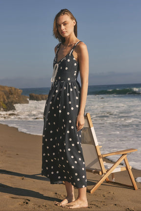 ENGLISH FACTORY - Polka Dot Lace-Up Maxi Dress - DRESSES available at Objectrare