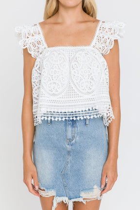 ENDLESS ROSE - Flounce Lace Crop Top - TOPS available at Objectrare