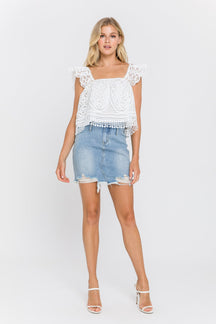 ENDLESS ROSE - Flounce Lace Crop Top - TOPS available at Objectrare