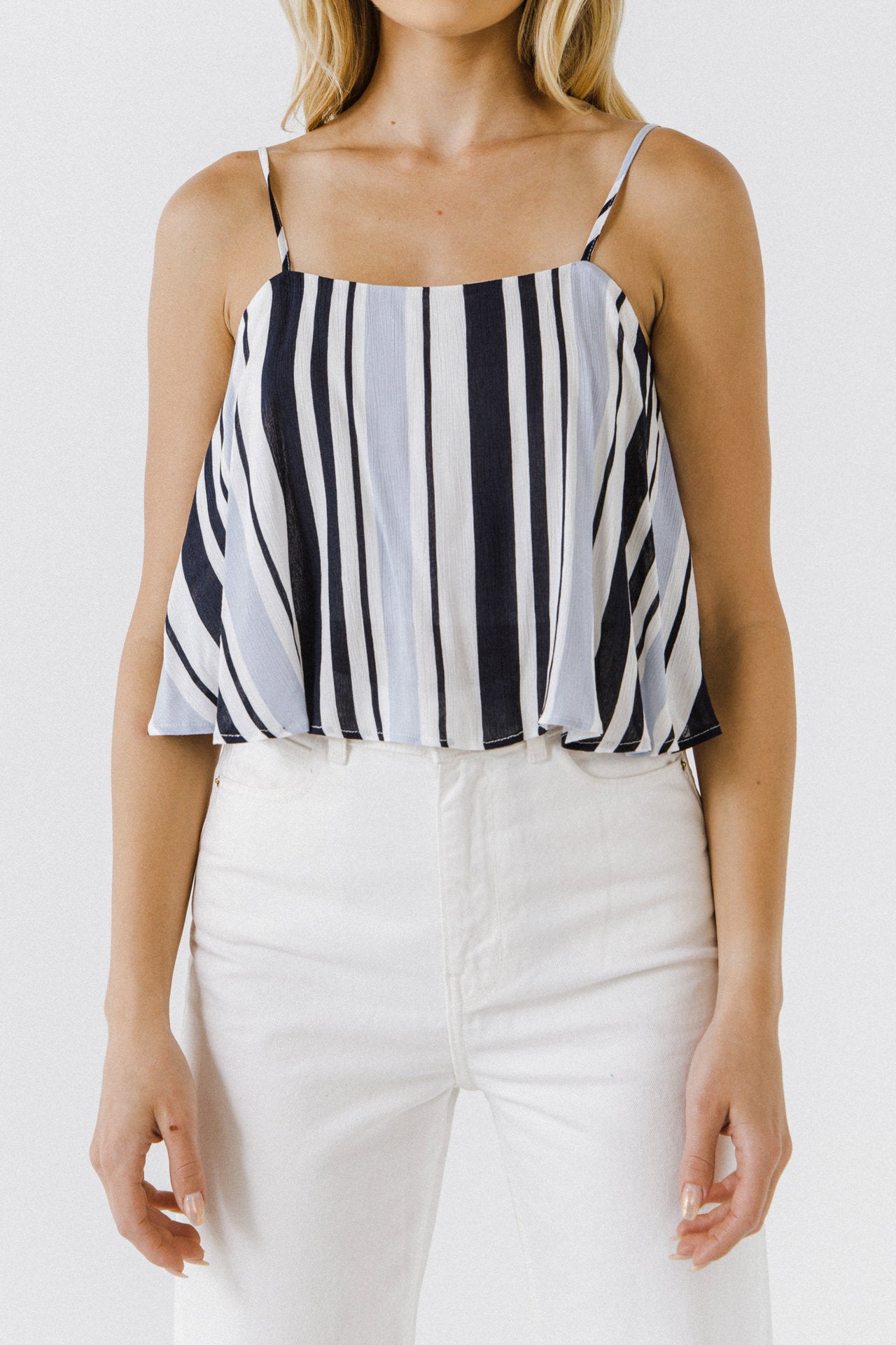 AFTER MARKET - Striped Sleeveless Crop Top - TOPS available at Objectrare