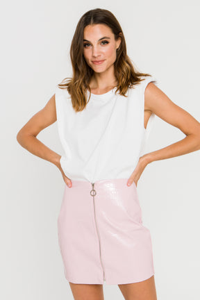 Zipper Detail Leather Mini Skirt