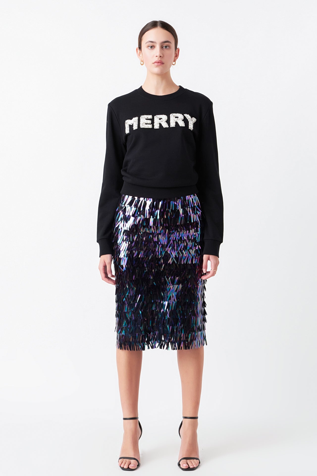 ENDLESS ROSE - Sequin Midi Skirt - SKIRTS available at Objectrare