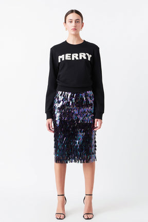 ENDLESS ROSE - Sequin Midi Skirt - SKIRTS available at Objectrare