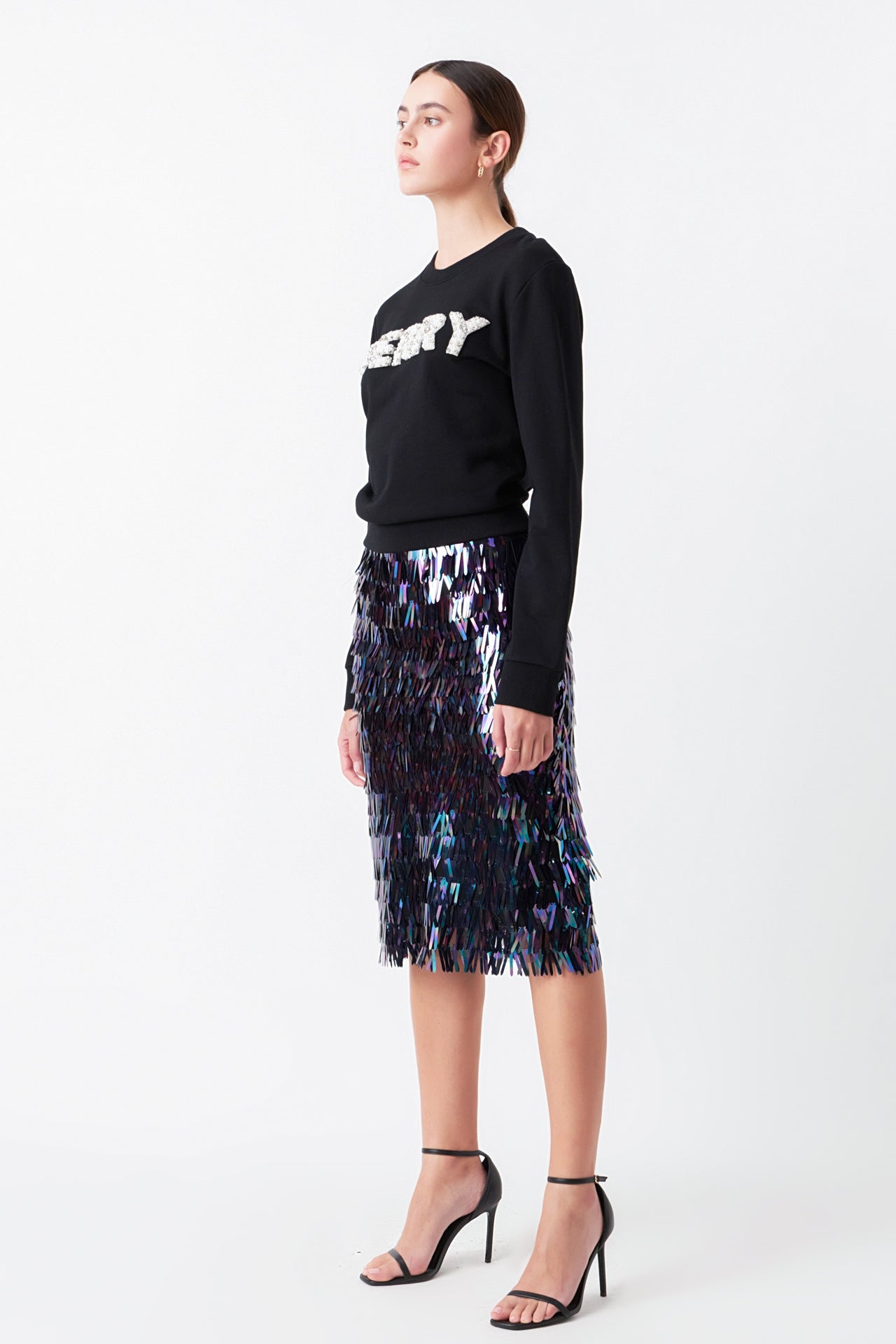ENDLESS ROSE - Sequin Midi Skirt - SKIRTS available at Objectrare