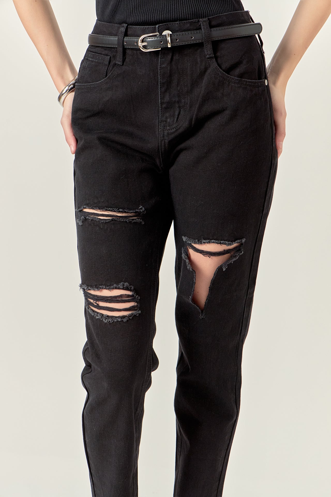 ENGLISH FACTORY - Destroyed Mom Jeans - JEANS available at Objectrare