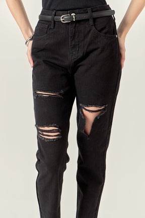 ENGLISH FACTORY - Destroyed Mom Jeans - JEANS available at Objectrare