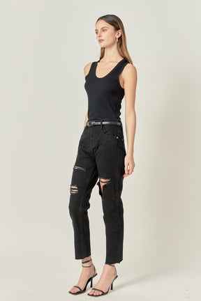 ENGLISH FACTORY - Destroyed Mom Jeans - JEANS available at Objectrare