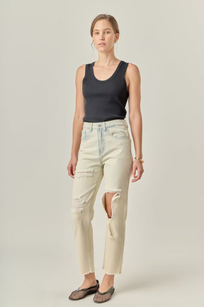 ENGLISH FACTORY - Destroyed Mom Jeans - JEANS available at Objectrare