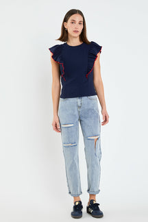 ENGLISH FACTORY - English Factory - Destroyed Mom Jeans - JEANS available at Objectrare