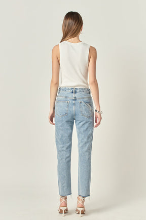 ENGLISH FACTORY - Destroyed Mom Jeans - JEANS available at Objectrare