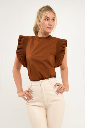 ENGLISH FACTORY - Ruffle Sleeve Top - Sale - TOPS available at Objectrare