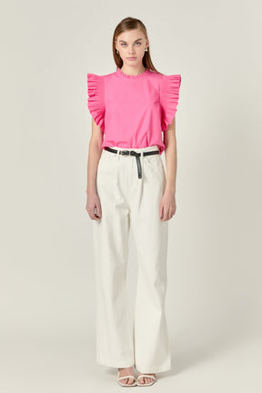 Ruffle Sleeve Poplin Top