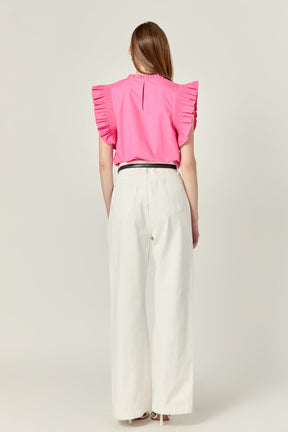 ENGLISH FACTORY - English Factory - Ruffle Sleeve Poplin Top - TOPS available at Objectrare